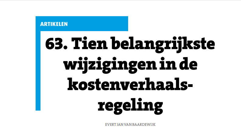 Artikel Tien belangrijkste  wijzigingen in de  kostenverhaalsregeling